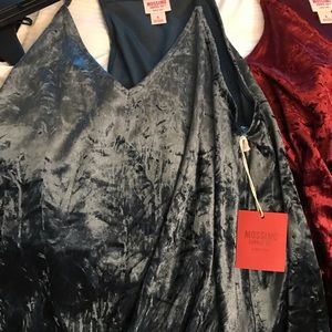 Velour blue fancy strap blouse size S